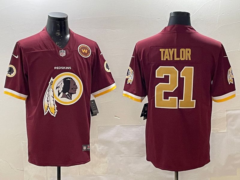 Men Washington Commanders 21 Taylor Red Brigade standard Nike 2025 Vapor Limited NFL Jersey style 2